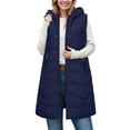 thumbnail image 5 of felwors Women's Long Hooded Down Zip Vest - Lightweight Quilted Padding with Pockets Blue, XXXXL/XXXL, 5 of 6