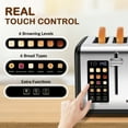 thumbnail image 2 of Mecity 4-Slice Toaster with Touchscreen, Stainless Steel, Wide Slots, 6 Browning Settings, Digital Display, Reheat, Defrost, Crumb Tray, Matte Black, 2 of 9
