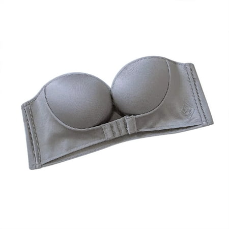 

Strapless Front Buckle Lift Bra Seamless Backless Sticky Invisible Push Up Bra Anti-slip Black 36/80ab