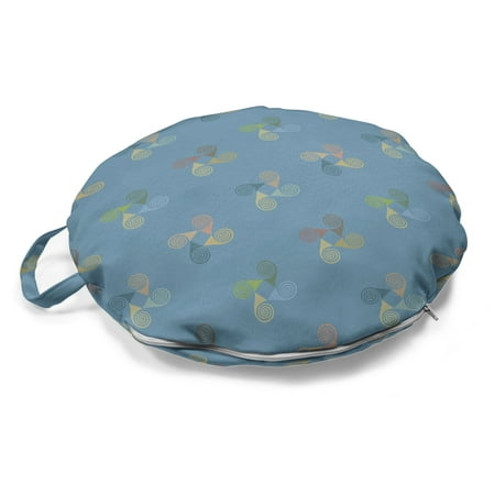 

Pastel Round Floor Cushion with Handle Spiral Forms and Circles Pattern Windmill Rotational Twirls Cartoon Pillow for Living Room & Dorms 18 Round Blue Grey and Multicolor by Ambesonne