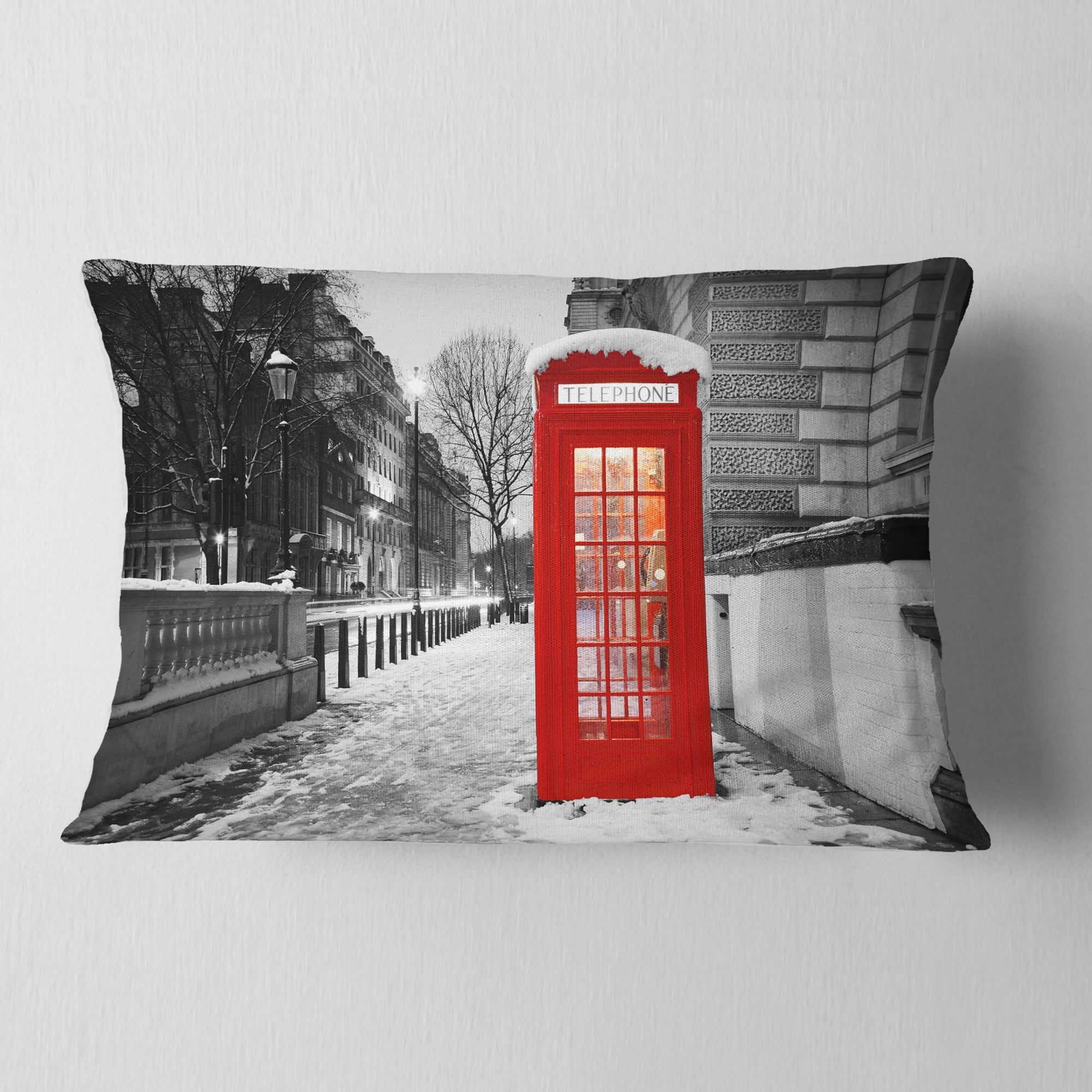 Designart 12" x 20" Red Polyester Throw Pillow