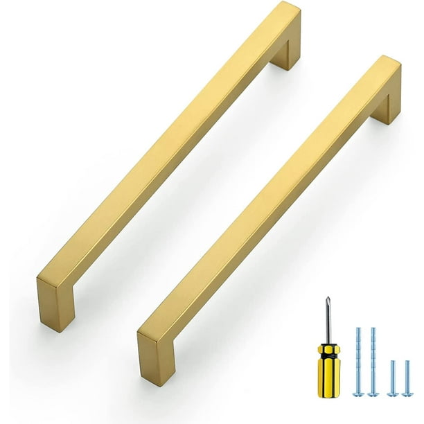 Zoizocp 5 Pack Square Pulls 71/2 Inch Brushed Brass Kitchen