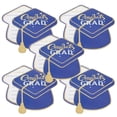 thumbnail image 1 of OULII 10Pcs Congrats Grad Card Blue Paper Graduation Cap Shaped Message Card, 1 of 8