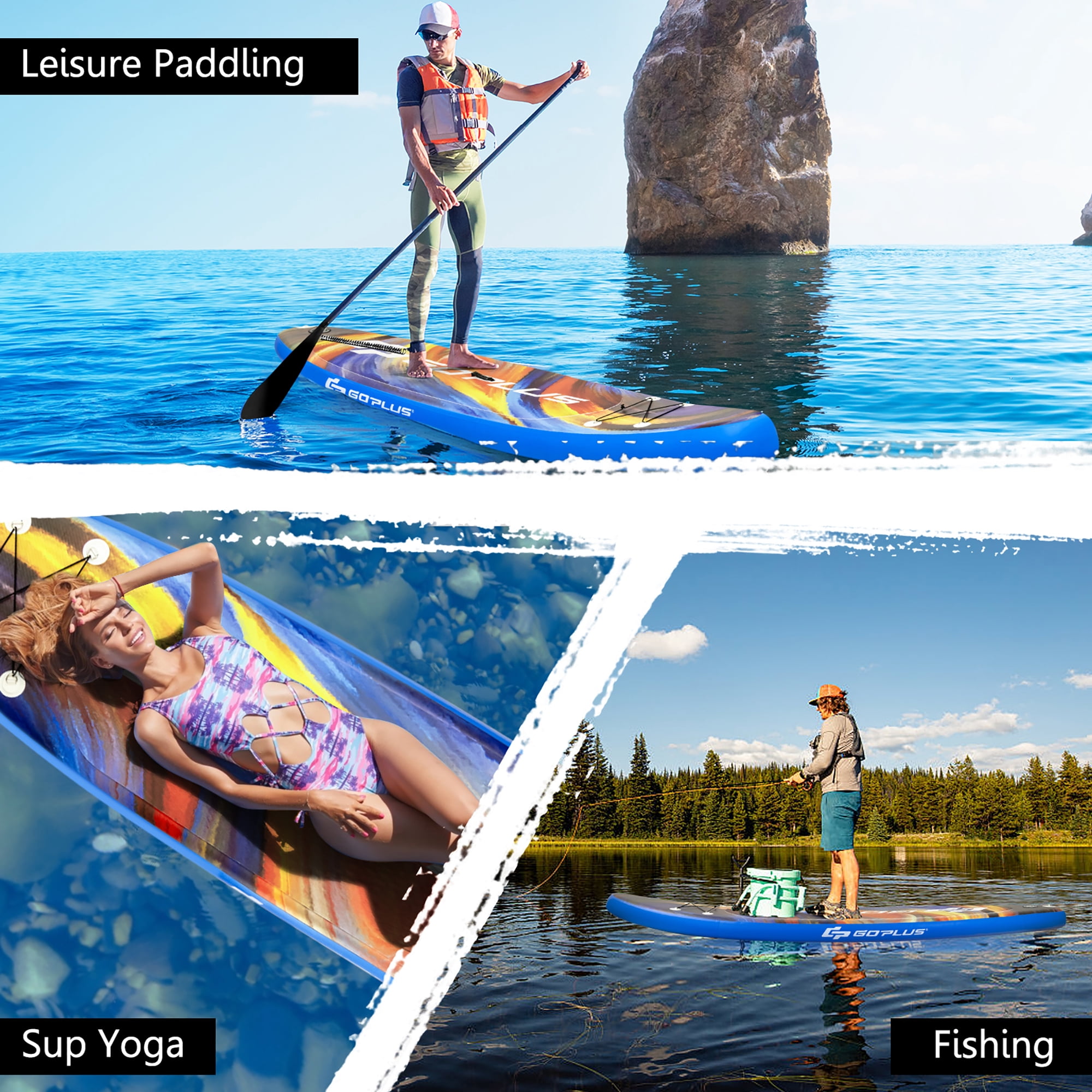 Goplus 10.5' Inflatable Stand Up Paddle Board SUP Surfboard with Aluminum Paddle