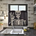 thumbnail image 6 of Coolnut Funny Skull Half Window Tier Curtains 36 Inch Blackout Thermal Insulating Kitchen Linen Tier Curtains for Kitchen, Bathroom, Cafe Home Decor, 6 of 7