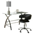 thumbnail image 3 of Jared Metal Desk and Task Chair Set, World Map Printing Glass with Black Desk Chair, 3 of 9