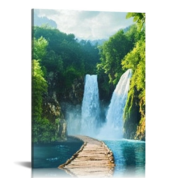 Creowell Waterfall Print Canvas Wall Art Home Decor 12x16 16x20 12x16in