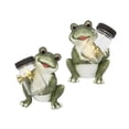 thumbnail image 2 of 8.6 Inch Outdoor Solar Lighted Resin Frog with Glass Jar Set of 2, 2 of 4