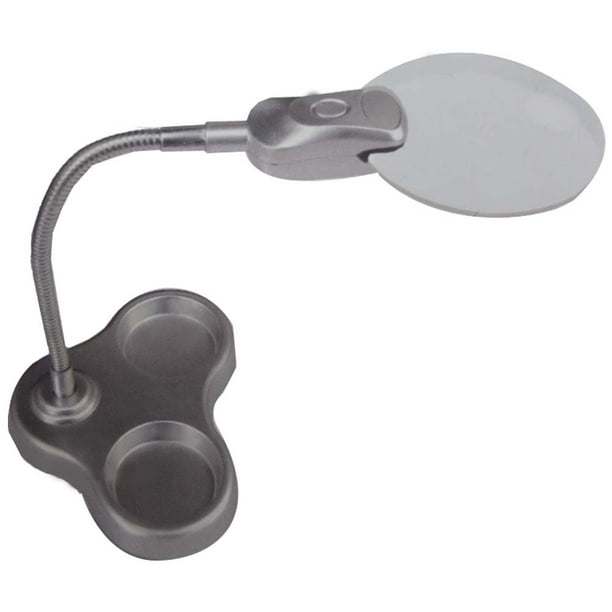 Battery Powered Magnifier LED Lamp Flexible Neck & Rimless Acrylic