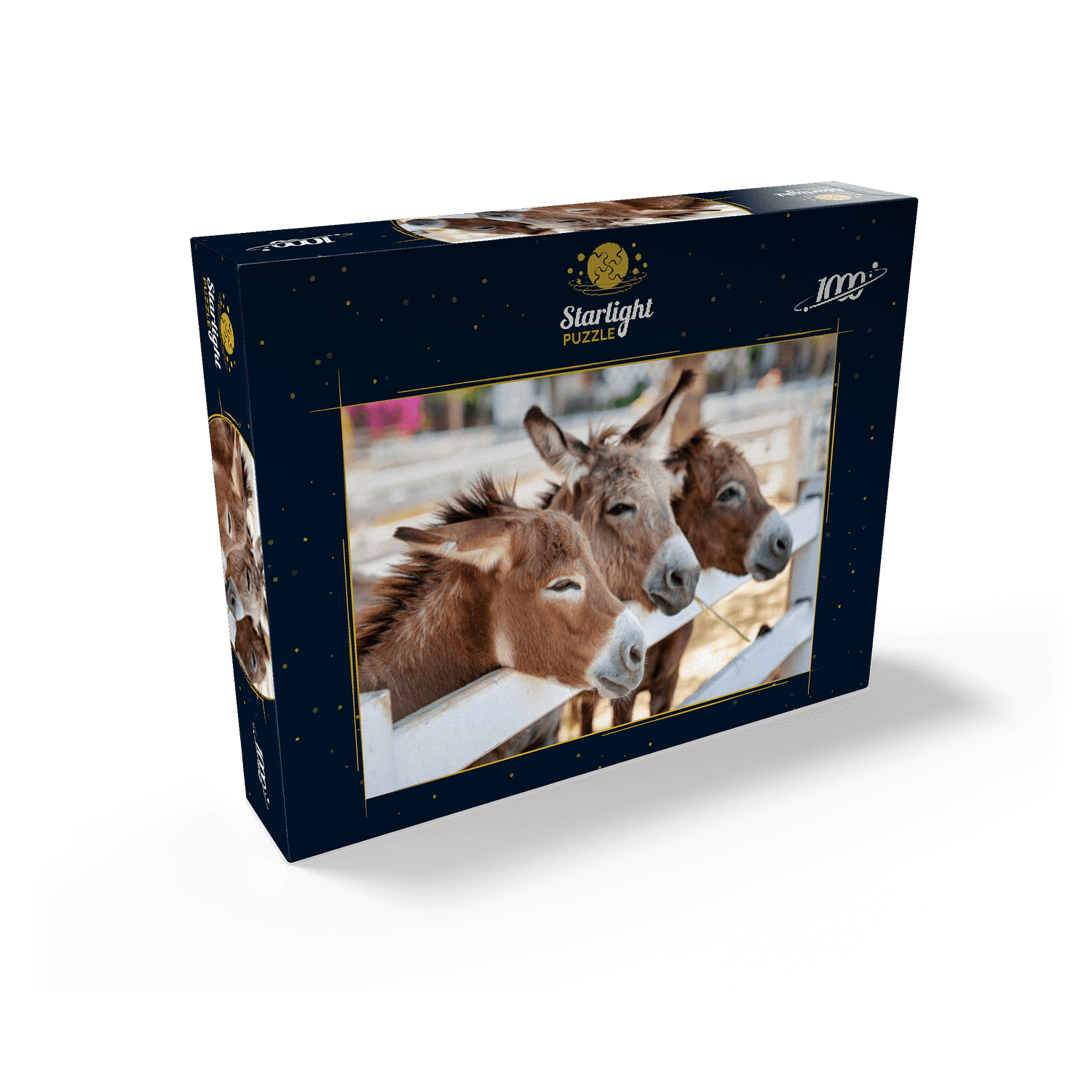 MyPuzzle - Three Donkeys On The Farm - Premium 1000 Piece Jigsaw Puzzle for Adults
