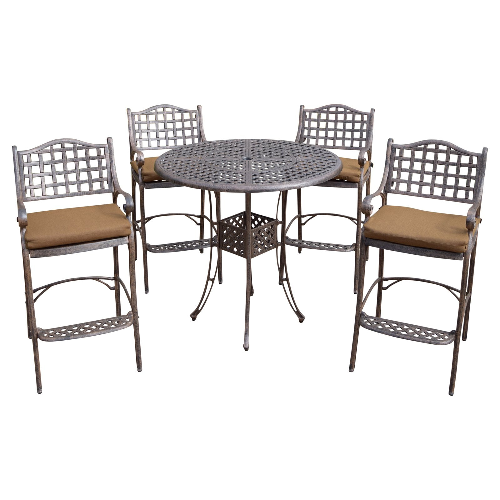 Oakland Living Elite Aluminum 5 Piece Bar Height Patio Dining with
