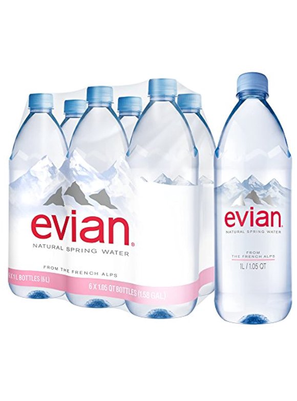 Evian Natural Spring Water – 33.81 Fl Oz (1 Liter) Bottles – 12 Pack – Naturally Filtered