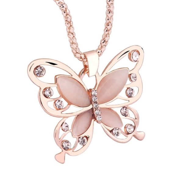 Product Necklaces & Pendants Fashion Long Charm Pendant Women Rose Opal Chain Necklace Gold Jewelry Necklaces Pendants Opal Fashion Jewelry Women Gold Chain Long Pendant Necklace Elegant Rose Opal