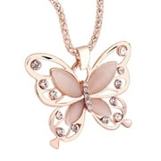 Keepfit Boho Cross Necklace Butterfly Pendant Necklace Chain For Women And Girls Rose Gold