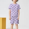 thumbnail image 5 of TOWED22 Infant Summer Clothes 2 Piece Sets Print Shirt Tee + Elastic Waist Shorts Casual Outfits Toddler Girl Clothing(Purple,6-7 Y), 5 of 6