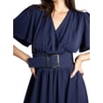 thumbnail image 1 of Jess por Meiko Vestido de Mujer Escote en V con Mangas de Volante y Cinturón de Declaración Midi Talla XS Color Marino, 1 of 6