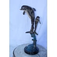 thumbnail image 3 of Nifao Two Dolphins Jumping of the Water Bronze Statue – Home Decor Sculpture, 11"L x 12"W x 31"H, 3 of 9