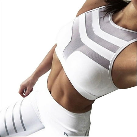 

Women Yoga Fitness Stretch Workout Tank Top Padded Sports Bra