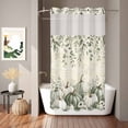 thumbnail image 2 of No Hook Shower Curtain, Fall Green Pumpkins Shower Curtains for Bathroom with See Through Top Window, Thanksgiving Eucalyptus Flowers Vintage Waterproof & Washable Bath Curtain Stand Up Stall 36"x72", 2 of 9