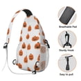 thumbnail image 3 of Sling Backpack,White Halloween Pumpkins Sling Bag with Water Bottle Holder,Waterproof Sling Bag for Men/Women with Headphone Jack for Hiking,Travel, 3 of 6
