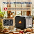 thumbnail image 7 of YSSOA Stainless Steel 2 Slice Toaster, 6 Browning Setting and Bagel/Defrost/Cancel Functions, Retro Compact Oven, Extra Wide Slot, Removable Crumb Tray, Black, 7 of 7