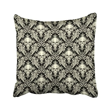 - WinHome Decorative Pillowcases Halloween Skulls Crosses Black And Cream Damask Pattern Outdoor Throw Pillow Covers Cases Cushion Cover Case Sofa 18x18 Inches Two Side