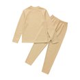 thumbnail image 4 of iEFiEL Kids Girls Two-piece Thermal Underwear Set Solid Color Base Layer Long Sleeve T-shirt with Leggings Yellow 15-16, 4 of 7