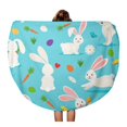 thumbnail image 1 of LADDKA 60 inch Round Beach Towel Blanket Blue Pattern Cute White Rabbit Bunny Easter Colorful Abstract Travel Circle Circular Towels Mat Tapestry Beach Throw, 1 of 2