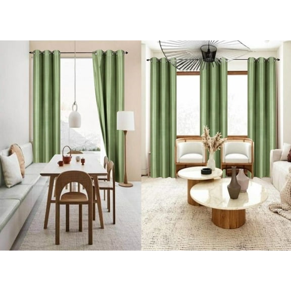 100% Blackout Adam 2 piece panels 84 inch length room darkening grommet top window drapes for living room sage green solid color for bedroom home décor