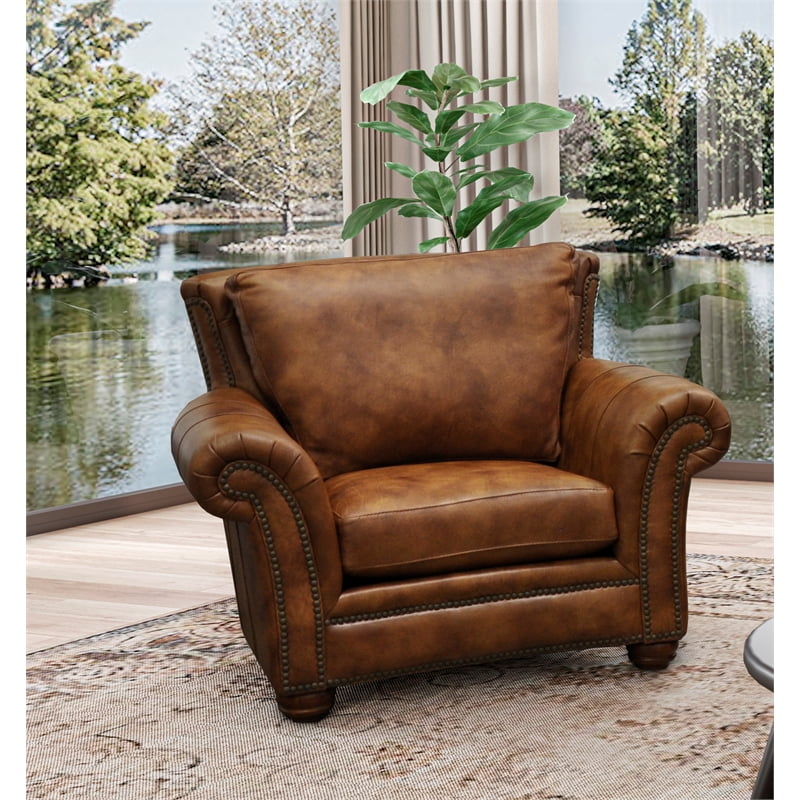 Cinthia Genuine Brown Leather Chair