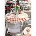thumbnail image 5 of Outdoor Tablecloths with Umbrella Hole & Zipper, Pastoral Flowers Round Tablecloth 54 Inch, Spring Red Pink Leaves Farmhouse Plaid Waterproof Table Cloth, Patio/Pool/Picnic Table Covers, 5 of 8