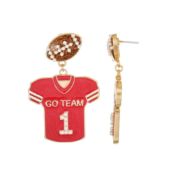 Packed Party Goldtone Team Spirit Earrings, Female, 1 Pair