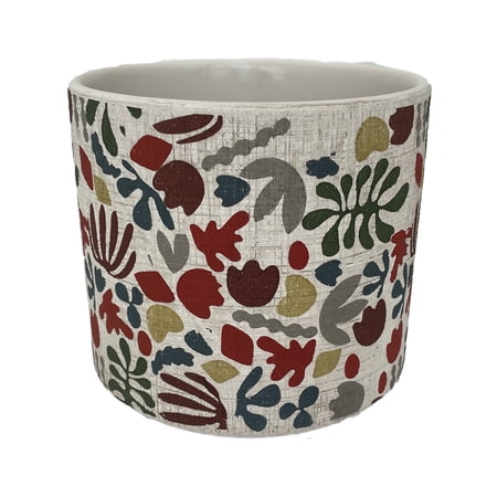 Whimsy Floral Cylinder Ceramic Planter - 4.75  x 4.5