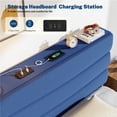 thumbnail image 3 of EnHomee Upholstered Bed Frame with Adjustable Headboard King Size Bed Frame with Charge Station & Storage, Navy Blue, No Box Spring Needed, Noise Free, 3 of 8