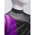 thumbnail image 4 of Doomiva Kids Girls Shiny Rhinestone Figure Ice Skating Dress Long Sleeve Ballet Lyrical Dance Dress for Performance Black Purple 14, 4 of 7