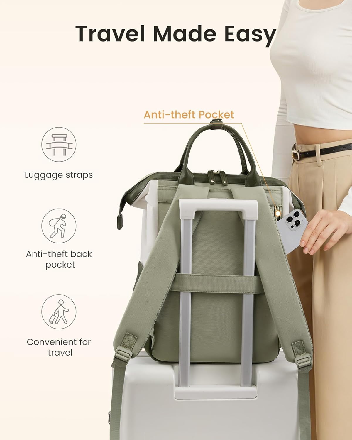 LOVEVOOK Laptop Backpack for Women with Giant Tumbler Holder,15.6 inch Professional Nurse Teacher Backpack Computer Laptop Bag,Cute Waterproof Travel Backpack Purse Work College Bag