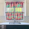 thumbnail image 3 of Kitchen Curtains 24 Inch Short - 3 Panel Set, Rod Pocket Window Curtain with Tropical Palm Tree Sunset Print, 100% Polyester for Boho Kitchen, Beach Room, Easy Wash, 3 of 6