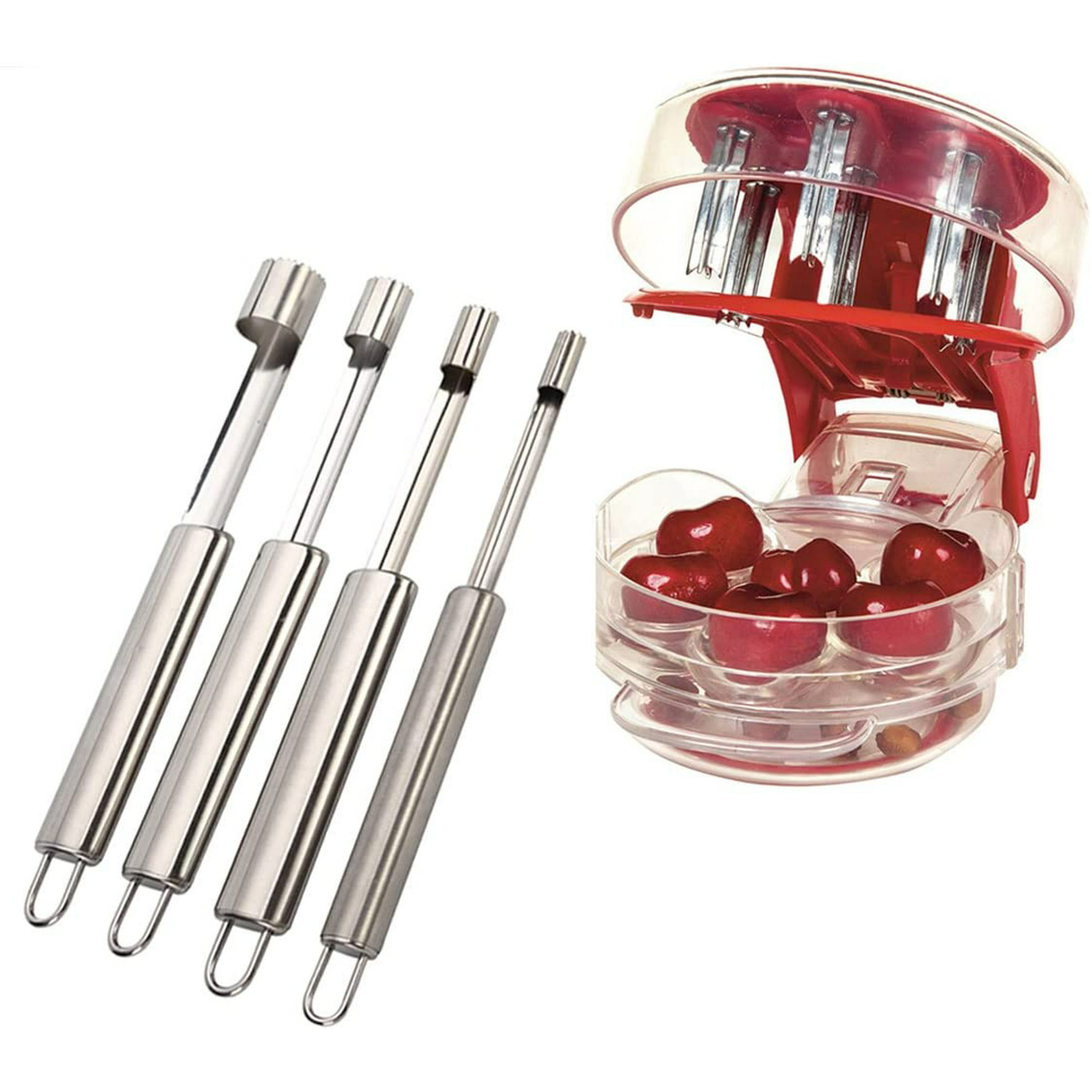 Cherry Pitter Machine With Fruit Corer Set Stainless Steel Core Pit Seed Remover Stem Stalk Huller Removal Kitchen Gadget Tool For Strawberry Apple Cherry Olive Plum Berry Food Extractor Kit Walmart Canada