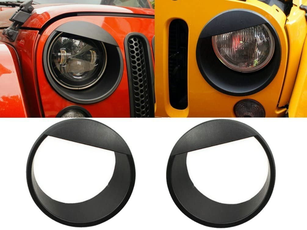 DEF Front Headlight Lamp Cover Round Trim for 2007-2018 Jeep Wrangler JK & Wrangler Unlimited 