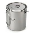 thumbnail image 2 of Tazas de titanio Olla de titanio ultraligera de 750 ml Taza de agua de titanio portátil con tapa y asa plegable Picnic de cocina para acampar al aire libre, 2 of 7