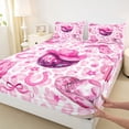 thumbnail image 4 of jejeloiu Pink Disco Cowgirl Full Size Sheets Kids,Girly Western Pattern Bed Sheets,4 Pieces, 4 of 6
