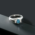 thumbnail image 3 of Gem Stone King 1.36 Cttw London Blue Topaz and White Created Sapphire Ring for Men in 925 Sterling Silver | Gemstone Birthstone | Available in Size 7, 8, 9, 10, 11, 12, 13, 3 of 6