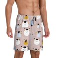 thumbnail image 2 of Wukai Cute Hand Drawn Bear Men’s Short Pajama Pants With Pockets Soft Sleep Pj Shorts for Men-, 2 of 6