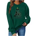 thumbnail image 2 of BXJX Women's Round Neck Christmas Print Sweatshirt- Loose Fit Casual Winter Holiday Christmas Pullover Tops Green Size XL, 2 of 8