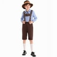 thumbnail image 1 of Top Hat Costume Baby Top Hat Childrens Performance Costume Long Sleeved Checkered Top Suspender Shorts Traditional Role-Playing Ethnic Costume with Hat Set, 1 of 3