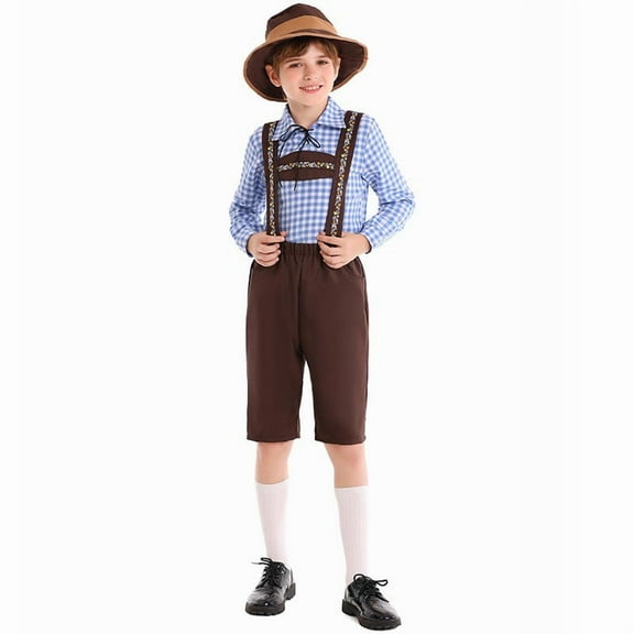 Boys Costumes Kids Victorian Gentleman Fancy Dress Performance Costume Blue 14-15 Years