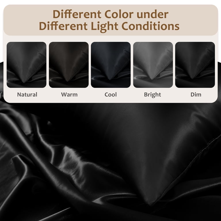Vccoem Satin Sheets Set, Queen Size, 4 Pieces, Black photo 8