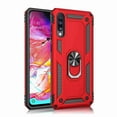 thumbnail image 2 of For Samsung Galaxy A30 / A20 With Tempered Glass Screen Protector, Rugged Hybrid Armor Anti-Scratch Shockproof Kickstand Cover Compatible Magnetic Car Mount Ring Grip, Red, 2 of 10