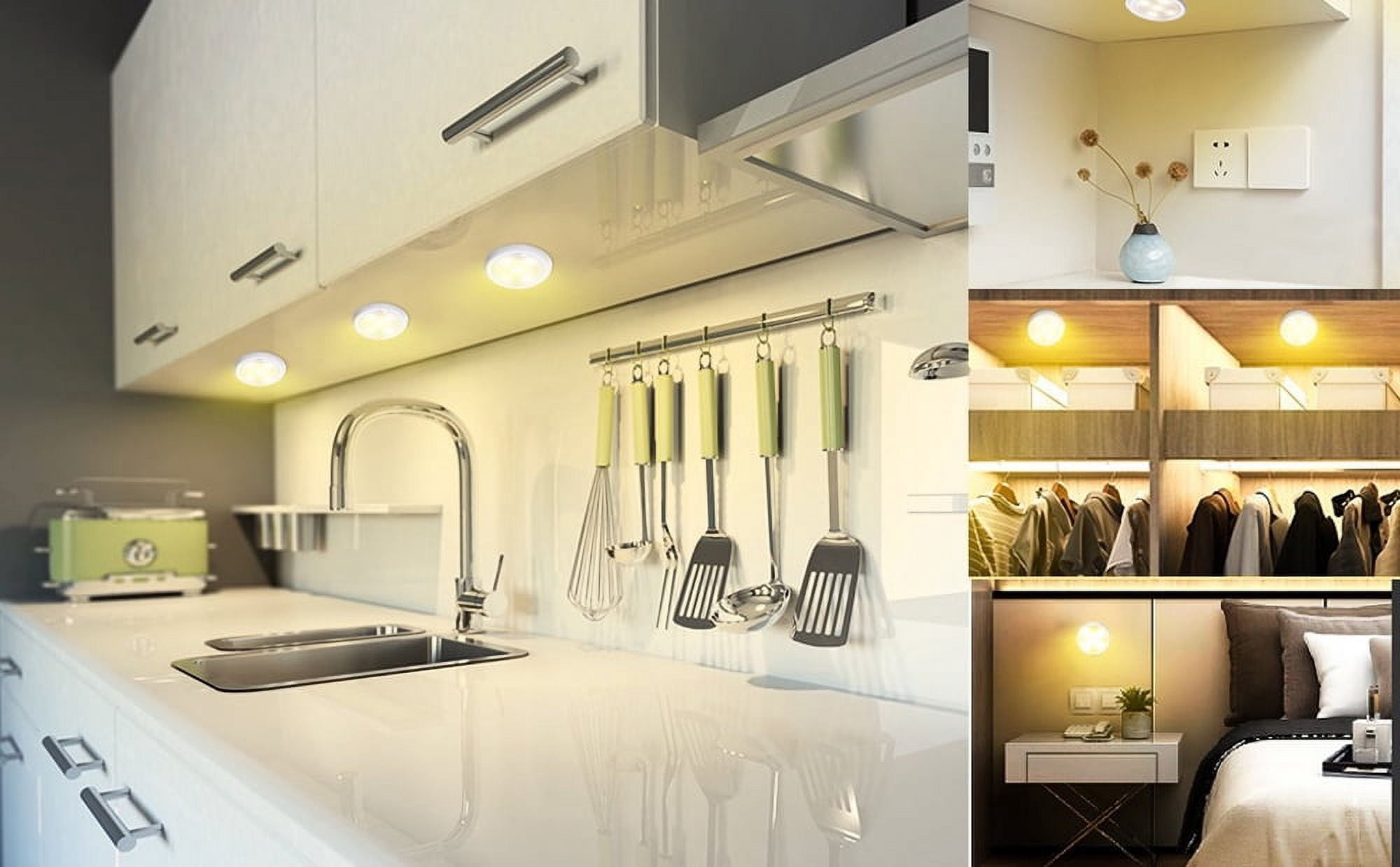 USB RGBW LED Cabinet Light - 16 Colors, Remote Control, Under Shelf Kitchen Lighting - 6 Pack