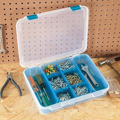Sterilite Divided Case Storage Container-13.375"X10.75"X2.5" Clear